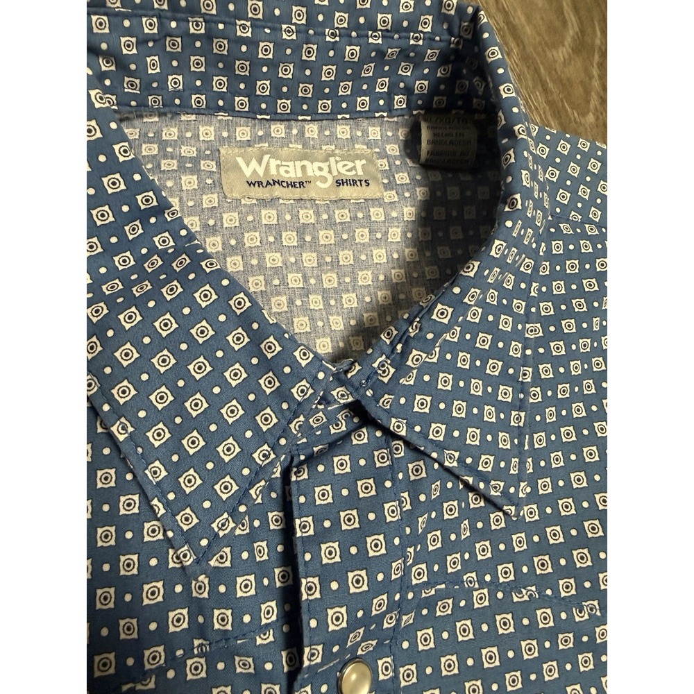 Vintage Wrangler Shirt Mens XL Wrancher Rancher‎ Southwest Cowboy Retro AOP - Picture 2 of 5